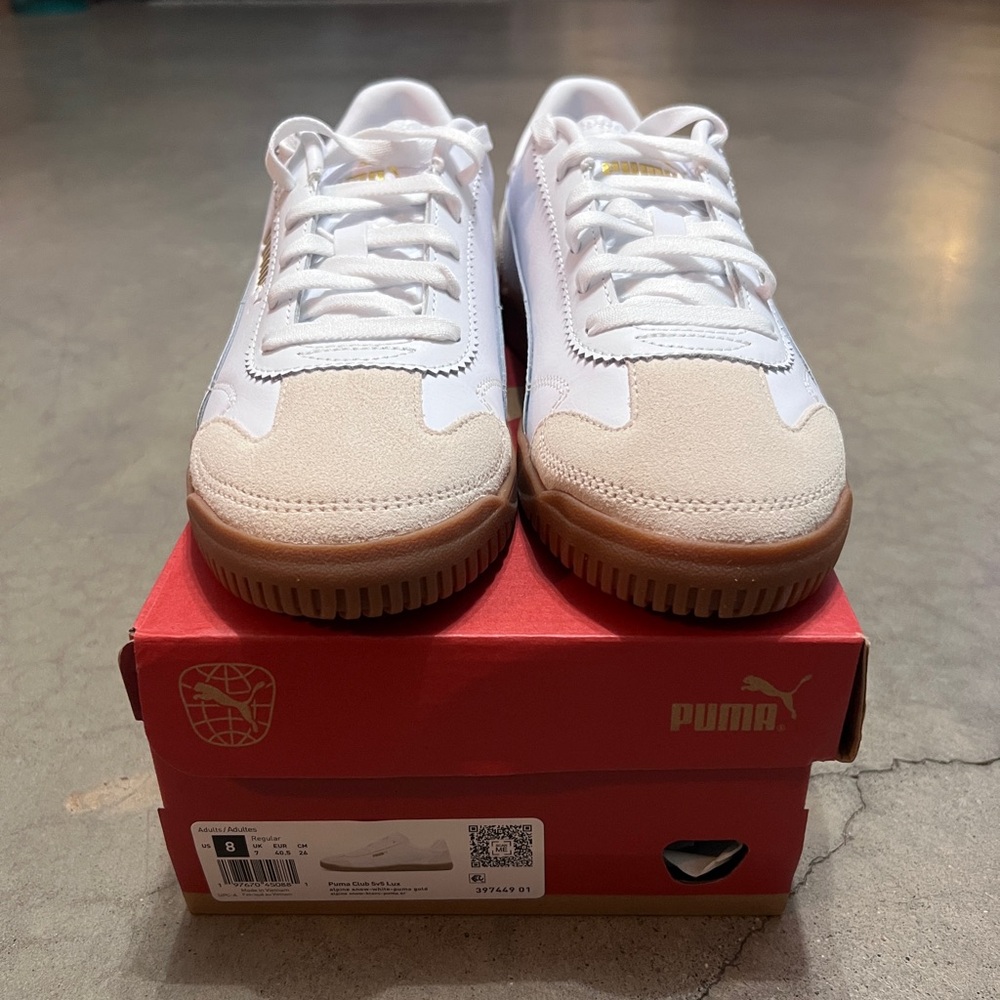 Puma Club 5x5 Lux White / Gold Men’s Size 8 BNWT - Picture 2 of 5